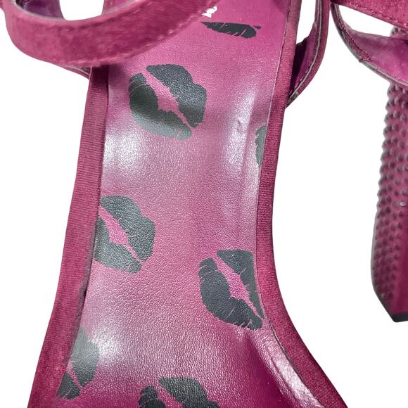 Juicy Couture Trice Platform Heels Size 7.5 Wine Color Rhinestone Embellishments - Picture 9 of 14